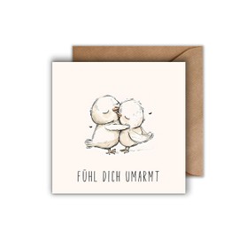 WBdesignz Get Well Card Bird Get Well Card Greetings - Get Well Soon Partnership Love Relationship Card Feel Hugged (125 x 125 mm)