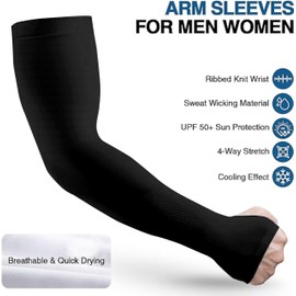 TRENDMALLS UV Sun Protection Arm Sleeves - UPF 50 Cooling Compression Sleeves for Men & Women - Arm Cover/Protector for games Gym, Running, Cycling & Other Outdoor Sports