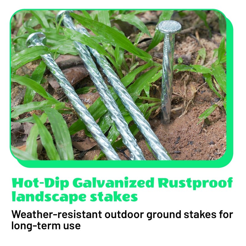 Extra-Long 14 Inch Galvanized Heavy-Duty Landscape Stakes - Landscape Edging