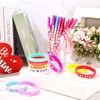 60 Pcs Valentine's Day Pens Rubber Bracelets Set 30 Pcs