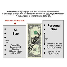 A6 Size Note Paper Planner Insert with Subject Line, for 6-Ring Binders (4.1" x 5.8"). This is A European Standard A6 Size. Your A6 May BE Different. Please See Images.