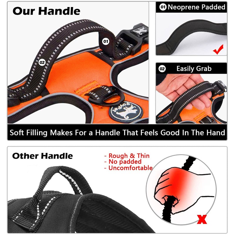 PoyPet No Pull Dog Harness with Neck Release Buckle, Reflective