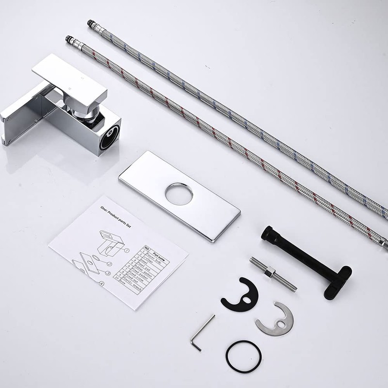 AVSIILE LED Bathroom Sink Faucet, Chrome Waterfall Single Hole Handle