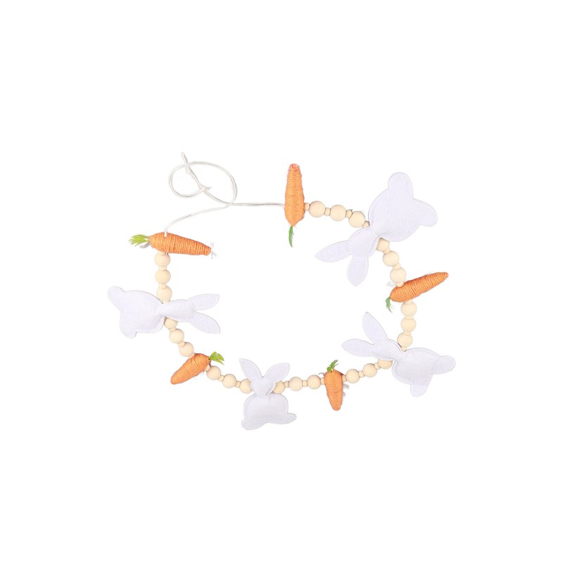 Easter Bunny Carrot Wreath Decor Spring Garland for Home Party