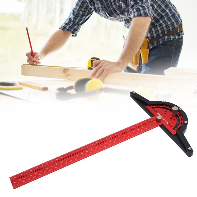Woodworkers Edge Ruler Aluminum Alloy Red Black Adjustable Angle T