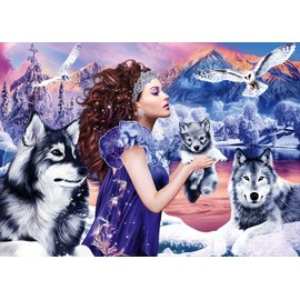 Bluebird Puzzle - Wolf Queen, 1000 Piece Puzzle - Romantic Landscape with Wolves and Mountain Lake - Puzzle for Adults