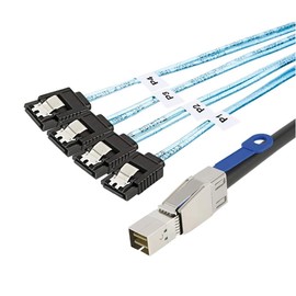 AoQhir Mini SAS HD SFF-8644 with IC to 4 x SATA 7-Pin Cable – 6Gbps High-Speed Server Hard Drive Interconnect, 28AWG Copper Wire (1m)