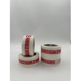 AVG Packaging Supplies Carton Sealing Tape (2" x 110 yds) - 2 Mil Acrylic Packing Tape with Wording - “Fragile Handle with Care” (6pk)