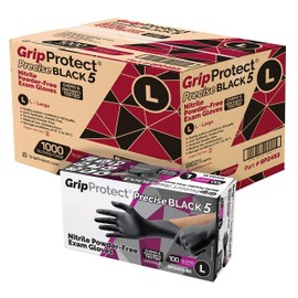 GripProtect Precise Black 5 Nitrile Exam Gloves | 5 Mil Thickness | Chemo-Rated | Medical, Law Enforcement, Tattoo, Dental, Janitorial, Food & Agriculture (L, 1,000)