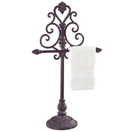 Touch of Class Aldabella Towel Stand/Jewelry Holder - Tuscan Slate - Powder-Coated Metal - Space Saving Organizer for Bedroom, Nightstand, Bathroom, En Suite - Necklace Keeper