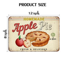 Homemade Apple Pie 8 X 12 Inch Retro Look Iron Decoration Crafts Sign for Home Kitchen Farmhouse Bakery Snack Bar Pub Man Cave Cafe Shop Store Funny Wall Decor