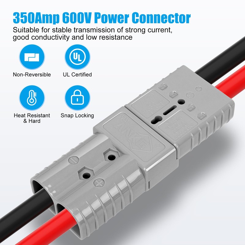 350 Amp 600 Volt 2/0 AWG Battery Power Connector (2/0AWG