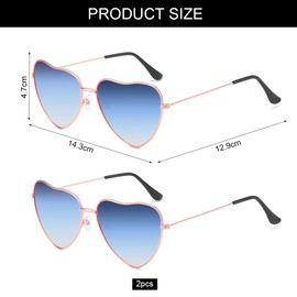 Sprinlot Heart Party Glasses, Blue, 2 Pairs Heart Party Glasses, Heart Shaped Glasses, Sunglasses Heart Shape, Funny Glasses for Carnival Photo Props Birthday