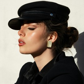 Chunky Gold Earrings for Women, 14K Gold Plated Earrings Striped Square Earrings for Women Dangle Earrings Gold Chunky Earrings for Women Gold Earrings for Women Trendy Jewelry Gifts