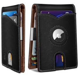miyozi Airtag Wallet for Men,with Money Clip 11 Cards Slim Front Pocket Leather RFID Blocking Wallet with Gift Box