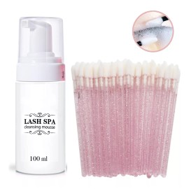 Lash spa Shampoo Para Extension De Pestañas + 50 Lip Brush