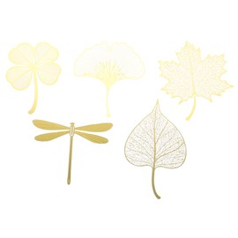 OHPHCALL 5Pcs Intricate Leaf Design Metal Bookmarks Hollow Brass Bookmarks for Women Portable Reading Accessories for Books Journals and Planners
