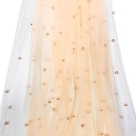 1Yard*1.5 Meters Pearl Tulle Favric Apricot Nylon Sheer Mesh Fabric for Sewing,Clothing Decor