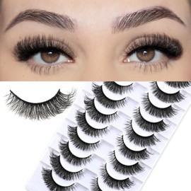 FARRED Cat Eye Lashes Short False Eyelashes Wispy Lashes Mink Fox Eye Lash Fluffy Eyelash Natural Look 10 Pairs Fake Lashes Pack Volume Lash Strips Pestañas
