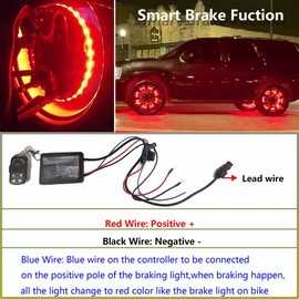 UWDESY 17in RGBW Wheel Ring Lights w/Brake Function, White Courtesy Light, Waterproof Wheel Well Rim Tire Lights With Wireless RF Remote App Control for Truck SUV Car