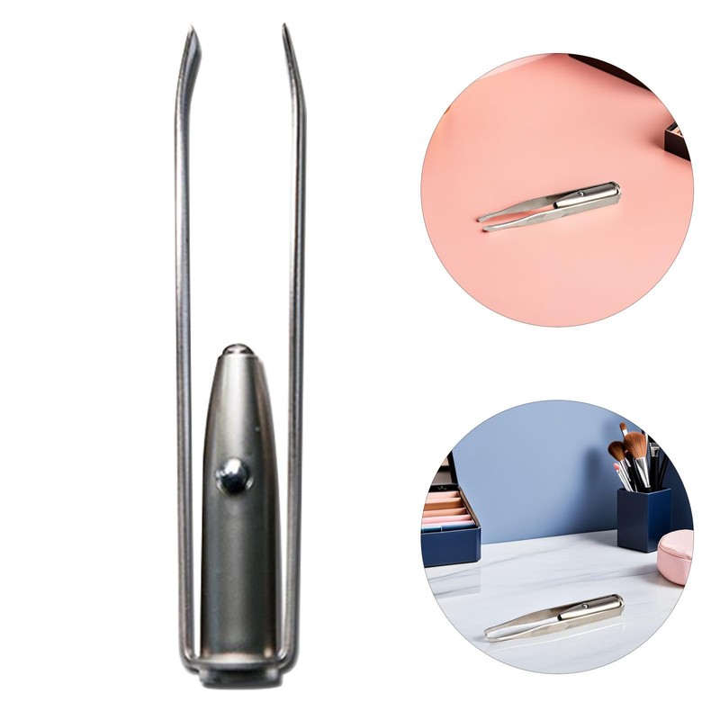 VINTORKY Eyebrow Tweezers with Light, Portable Hair Removal Tool for