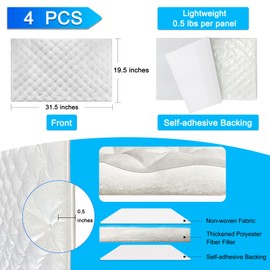 TroyStudio Self-adhesive Sound Absorbing Cotton Sheet, 4 PCS 31.5 x 19.5 x 0.5 inches Studio Foam Blanket for Recording, Car, HVAC, White Acoustic Foam Panels Noise Dampening Material for Wall Door