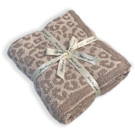 Ultra Soft Leopard Throw Blanket, Cozy Warm Reversiable Luxury Fluffy Blanket Throw Cheetah Blanket Leopard Pattern Throw for Couch Bed Sofa, 51x63 inches, Khaki White