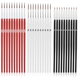 30pcs Fine Tip Detail Paint Brushes, #0#00#000 Tiny Thin Paint Brush Set Micro Model Paintbrushes Miniature Small Mini Brush for Precision Watercolor Acrylic Oil Art Painting (Black, White, Red)