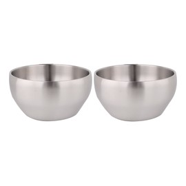 IMEEA Rice Bowl, Rice Bowl, Stainless Steel, Heat Resistant, Double Layer, 6.0 inches (15.2 cm), Set of 2, Silver