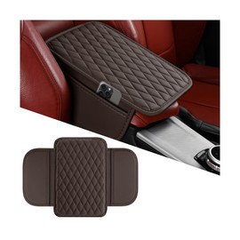 Mandark Car Center Console Cover, Microfiber Leather Vehicle Armrest Protector Cushion with 2 Storage Bags, Auto Interior Arm Rest Seat Box Pad Accessories, Universal for SUV, Sedan, Truck (Coffee)