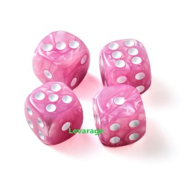 Levarage 0038 4 Dice Pink Marble Cherry Pink 1/4" Square dice dice red dice Levarage Trademarked