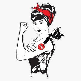 LAD Studio Tattoo Gun T Strong Woman Tattoo Artist Gift, Election, Mid-Term Election Sticker Bumper Sticker Vinyl Decal 5""