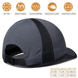 GADIEMKENSD Unstructured Hats UPF 50+ Breathable Lightweight Outdoor Caps for Men and Women, Dark grey