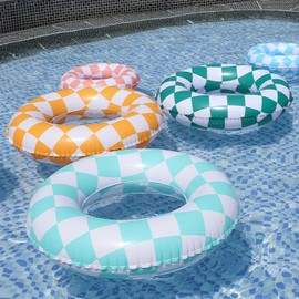 Float Ring, For Kids, Adults, Checkered Pattern, Swimming, O-Shaped, 70#80# 90#, Float, Cute, Unisex Float, Stylish, For Summer, Water Play, Pool, Beach, River, Sea Bathing, Heat Protection