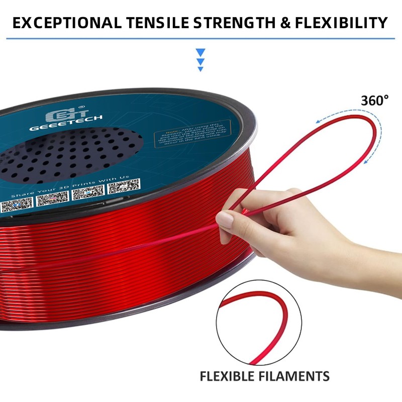Geeetech TPU Filament 1.75mm, 1KG (2.2lbs) Spool – 95A Flexible