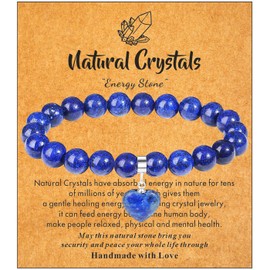 XIANNVXI Heart Bracelet Women's Stone Crystal Bracelet Beads Bracelet 8 mm Pearl Bracelet Girlfriend Bracelet Jewellery Birthday Gift Christmas Gifts for Women, Stone