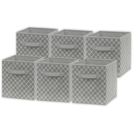 Simple Houseware Fabric Cube Storage Bins Foldable Organizer, Geometric Grey, Set of 6