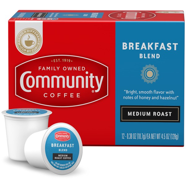 Community Coffee Breakfast Blend 36 Count Coffee Pods, Medium Roast, Compatible with Keurig 2.0 K-cup Brewers, 12 Count (Pack of 3)