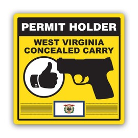 Yellow West Virginia Concealed Carry Permit Holder CCW Sticker for Water Bottle Phone Tumbler Hard hat - One