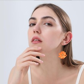 SIXDUTON Flower Earrings Women, Large Flower Earrings Pendant for Girls Women Party Accessories Everyday Wedding, Unit size, Sterling Silver, No Gemstone