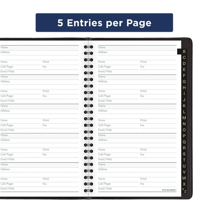 AT-A-GLANCE Telephone Address Book, Large Print, 500 Entries, 4-3/4" x