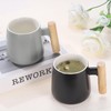 QUARKZMAN 2 Stück Keramik Kaffeetasse 12,85 Unzen Einfacher Holzgriff Große