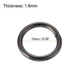 uxcell 0.39"(10mm) Metal O Rings 1.6mm Thick Non-Welded Ring for Straps Bags Decoration Hardware DIY Black 20pcs