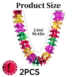 2PCS 8 Feet Foil Christmas Decorations,Christmas Ceiling Decorations Indoor for Xmas Party,Heart Garland Hanging Ceiling Set,Supplies for Festive Fun Iridescent Kit,Vintage Paper Ornaments Banner