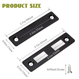 2 Pack Thin Magnetic Cabinet Door Catch, Stainless Steel Magnetic Cabinet Latch Adhesive Drawer Magnet Catch for Wardrobe Closet Door Closing (Black)