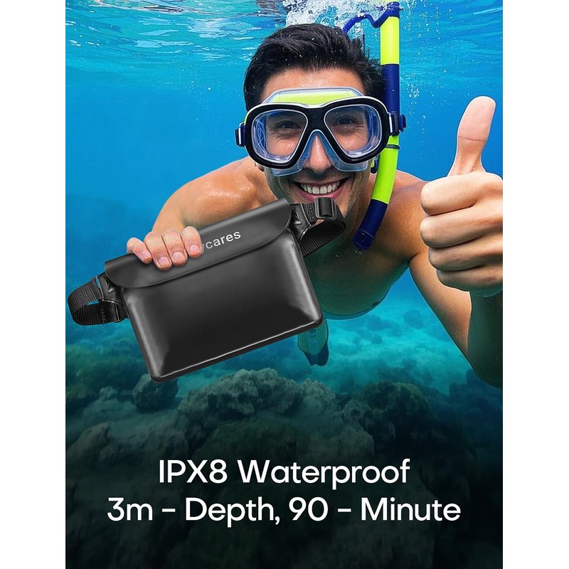 Henrycares Pack of 2 Waterproof Bag Bum Bag Swimming, IPX8