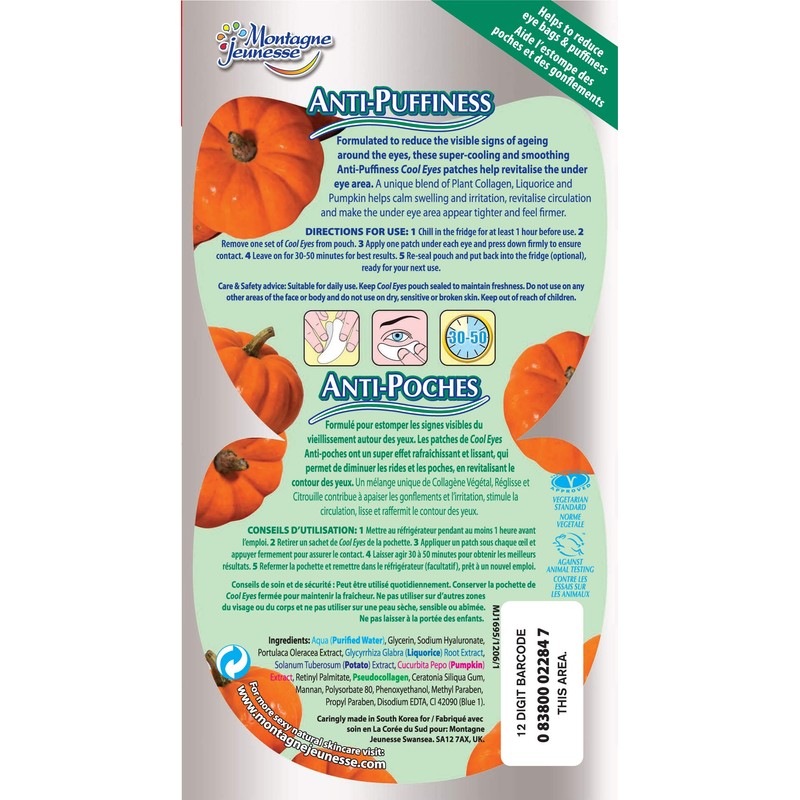 Montagne Jeunesse - Cool eyes - Parches anti bolsas (paquete