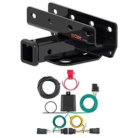 Curt 13392 56407 Class 3 Trailer Hitch 2-Inch Receiver with Custom 4-Way Flat Wiring Harness Compatible with Wrangler JL