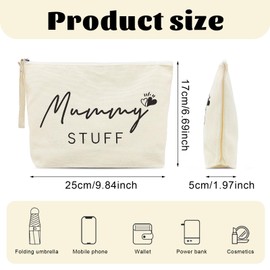 SAIIURV 4 Pieces Mum to Be Gifts, Baby Shower Gifts for New Mum, Canvas Cosmetic Bags with Zipper, Canvas Pouch Bags for Pregnant Women Mummy to Be New Born (4PCS)