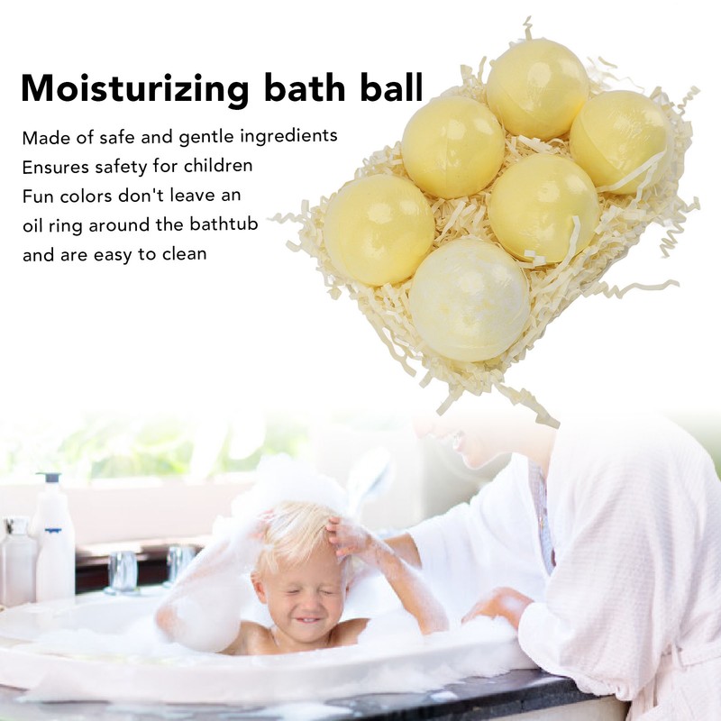 6pcs Bath Salt Ball Moisturizing Colorful Kid Friendly Mild Lemon